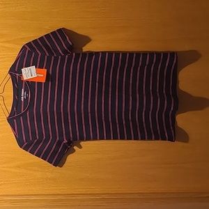 NWT Joe Fresh Pink and Navy Striped T-shirt Size Small